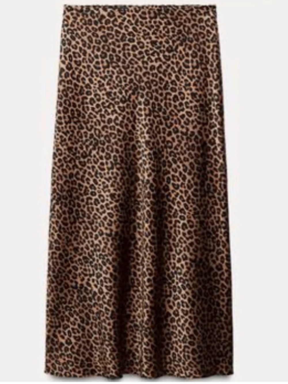 Zara Leopard A-Line Satin Midi Maxi Skirt